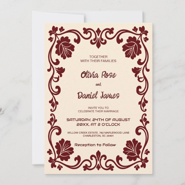 Convite de Casamento Medieval Real Elegante (Frente)
