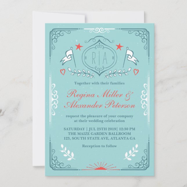 Convite de Casamento Medieval Vintage Vitoriano (Frente)