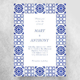 Convite de Casamento Mediterrâneo Azul