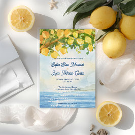 Convite de Casamento Mediterrâneo com Limão Costal