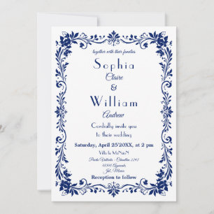 Convite de Casamento Mexicano Blue Talavera