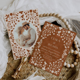 Convite de Casamento Mexicano Vintage de Terracota
