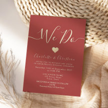 Convite de Casamento Micro Romântico Vermelho