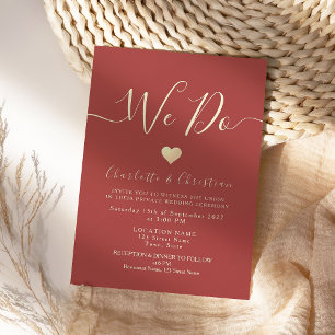 Convite de Casamento Micro Romântico Vermelho