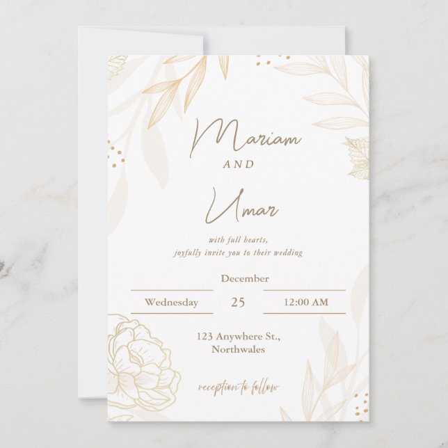 Convite de Casamento Minimal Chic – Modelo Editáve (Frente)