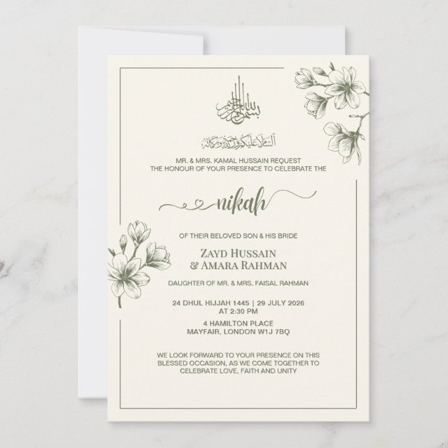 Convite de Casamento Minimal Elegância | Marfim Su (Frente)