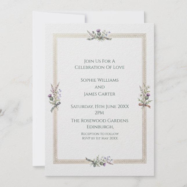 Convite de Casamento Minimal Heather (Frente)