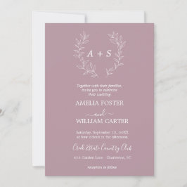 Convite de Casamento Minimal Leaf | Monograma Form