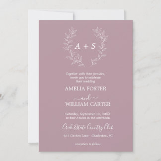 Convite de Casamento Minimal Leaf | Monograma Form
