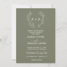 Convite de Casamento Minimal Leaf | Monograma Form