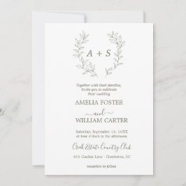Convite de Casamento Minimal Leaf | Monograma Form
