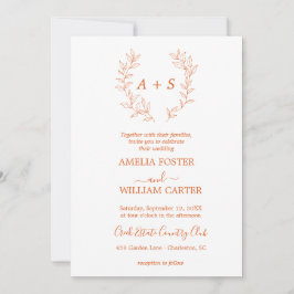 Convite de Casamento Minimal Leaf | Monograma Form