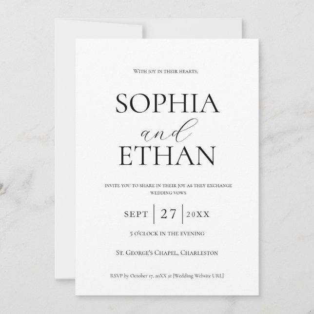 Convite de Casamento Minimalista (Frente)