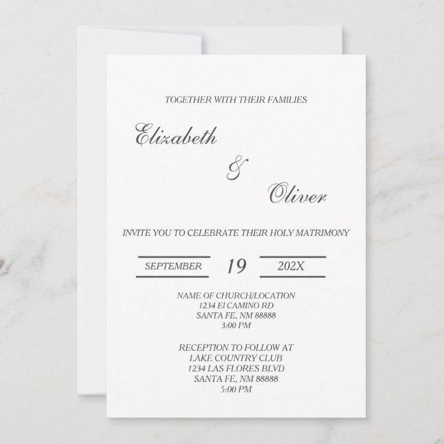 Convite de Casamento Minimalista (Frente)