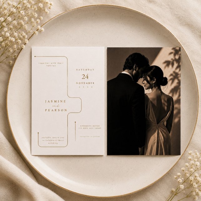 Convite de Casamento Minimalista Arquitetônico  (Criador carregado)