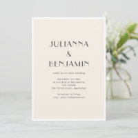Convite de Casamento Minimalista Art Déco Marfim C