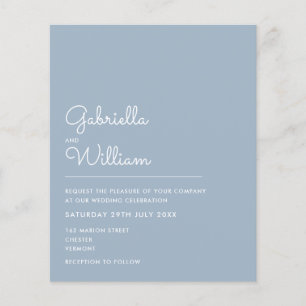 Convite de casamento minimalista azul empoeirado o