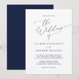 Convite de Casamento Minimalista Azul-marinho