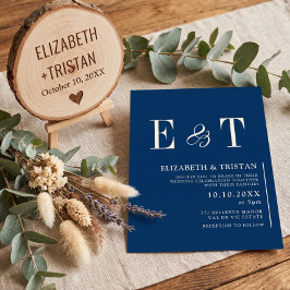 Convite de Casamento Minimalista Azul Marinho Simp