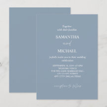 Convite de Casamento Minimalista Azul Poeirento El