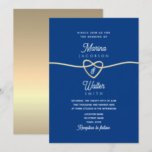 Convite de Casamento Minimalista Azul Real
