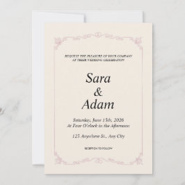 Convite de Casamento Minimalista Bege Elegante | E