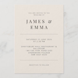Convite de Casamento Minimalista Bege Suave