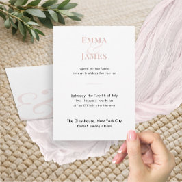 Convite de Casamento Minimalista Blush | Código QR
