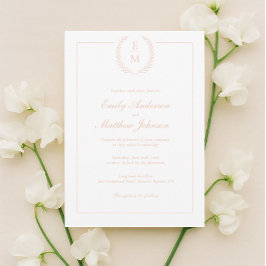 Convite de Casamento Minimalista Blush Laurel