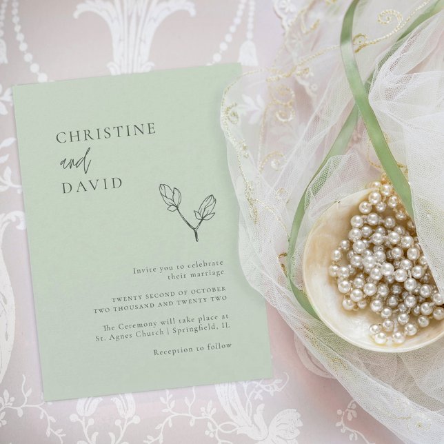 Convite de casamento minimalista boêmio sage (Criador carregado)