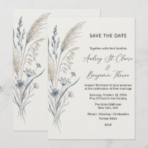 Convite de Casamento Minimalista Boho com Flores S