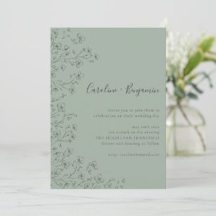 Convite de Casamento Minimalista Boho Floral em Ar