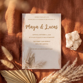 Convite de Casamento Minimalista Boho Terracota Mo