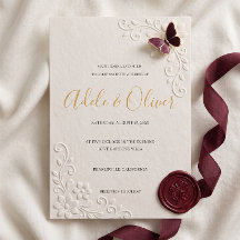Convite de Casamento Minimalista Borboleta Azul Cl