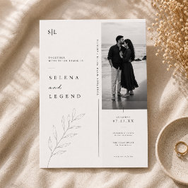 Convite de Casamento Minimalista Botânico.
