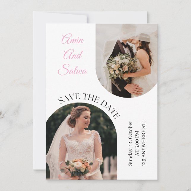 Convite de Casamento Minimalista Botânico | Floral (Frente)