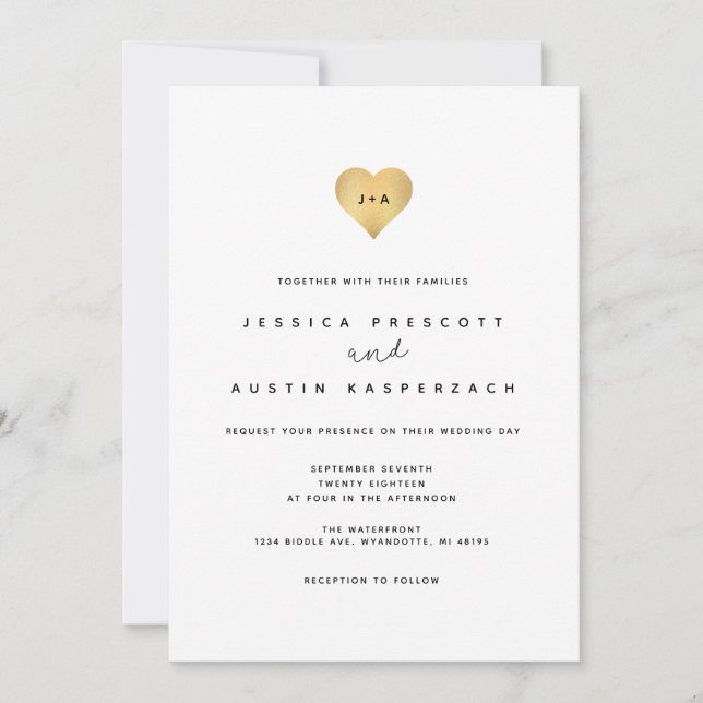 Convite de Casamento Minimalista Caprichoso (Frente)