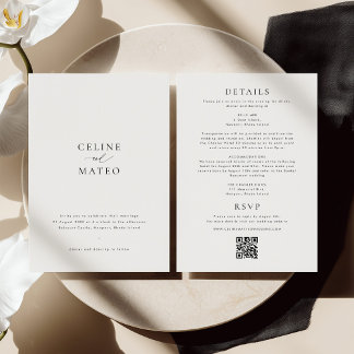 Convite de Casamento Minimalista CELINE RSVP + Det