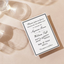 Convite de Casamento Minimalista Chic Preto e Bran