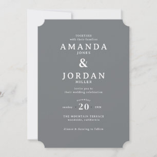 Convite de Casamento Minimalista Cinza Elegante