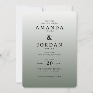 Convite de Casamento Minimalista Cinza Elegante
