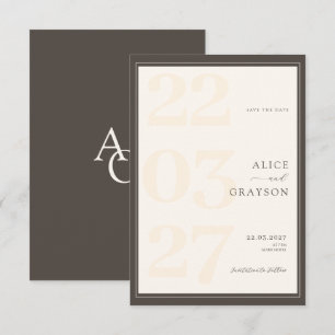 Convite de Casamento Minimalista Clássico Bege Esp