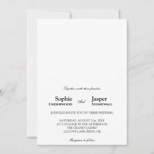 Convite de Casamento Minimalista Clássico Moderno (Frente)