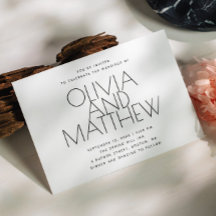 Convite de Casamento Minimalista com Foto & QR | T