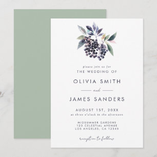 Convite de Casamento Minimalista com Frutas Vermel