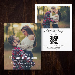 Convite de Casamento Minimalista com QR Code RSVP