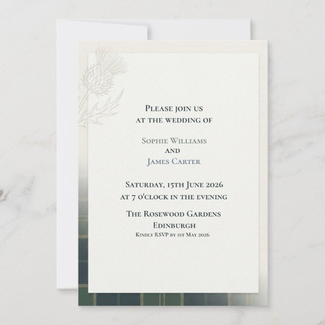 Convite de Casamento Minimalista com Ramalhete de  (Frente)