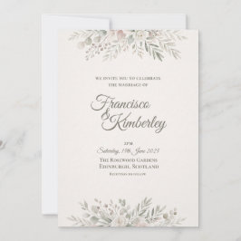 Convite de Casamento Minimalista com Ramalhete Flo