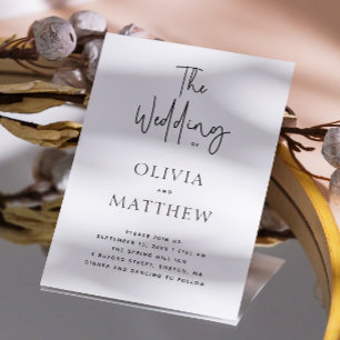 Convite de casamento minimalista com roteiro moder