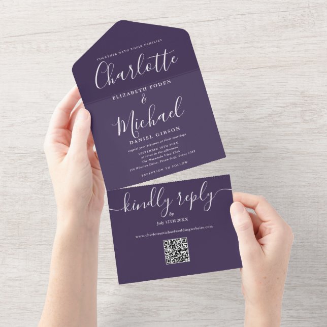 Convite de Casamento Minimalista com Rótulo de Cód (Aba destacável)